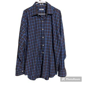 Peter Millar  Checkered Shirt Long Sleeve Button Up Cotton Mens Size XL